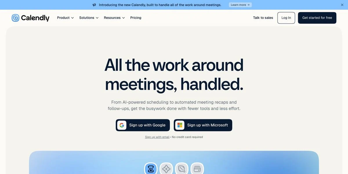 Calendly hero section