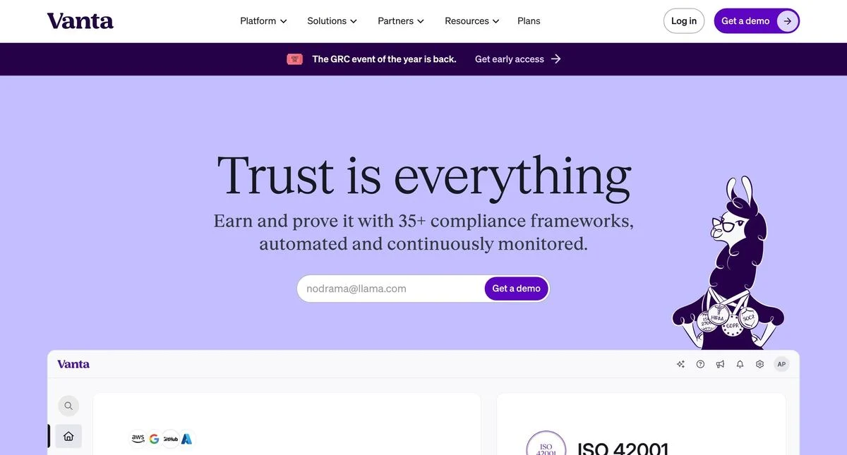 Vanta homepage