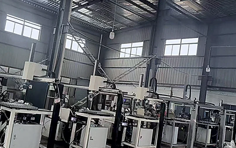 Production line of grinding machines under the workshop skylights