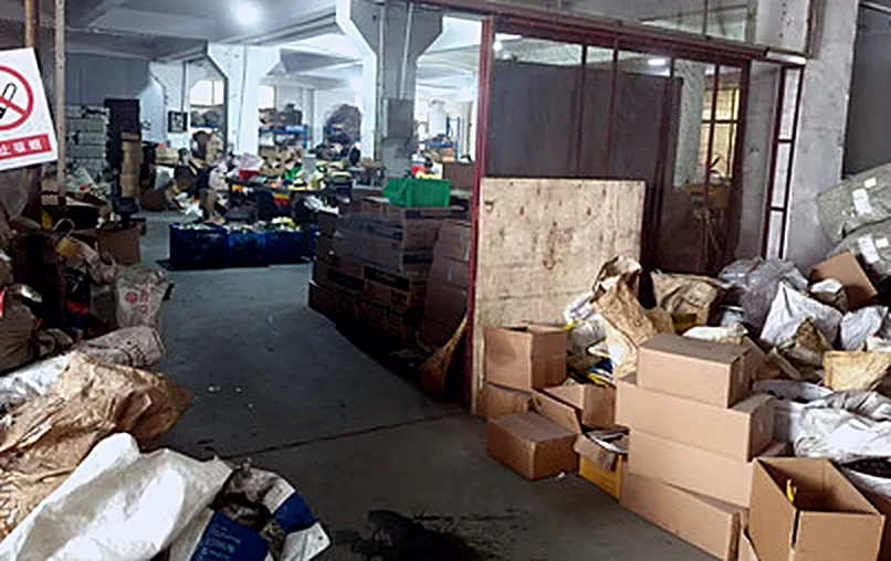 Cartons and packed orders in the factory warehouse