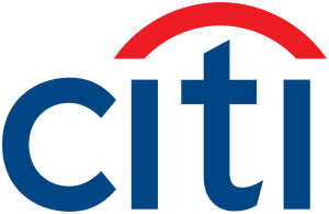 Citi logo with the word 'citi' in lowercase blue letters and a red arc above it