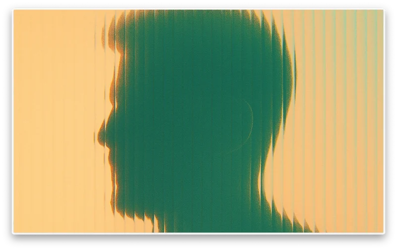 Xabi.ai product artwork, an abstract green portrait against warm yellow