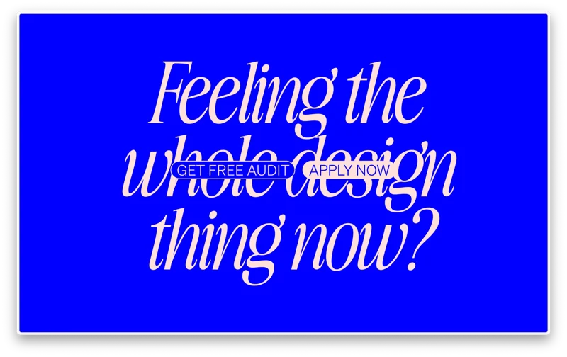 Free audit website concept with cream typography over an electric blue field