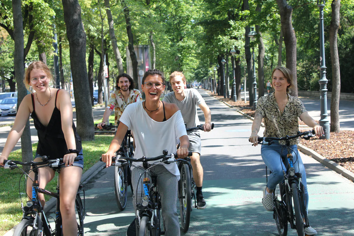 A local Cycle Cities operator leading a group bike tour