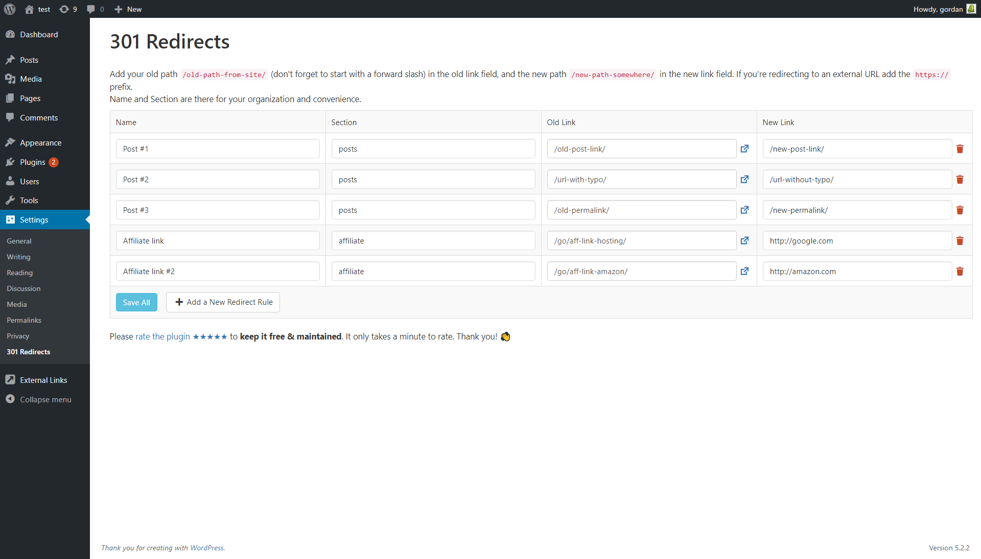 301 Redirects & 404 Error Log
