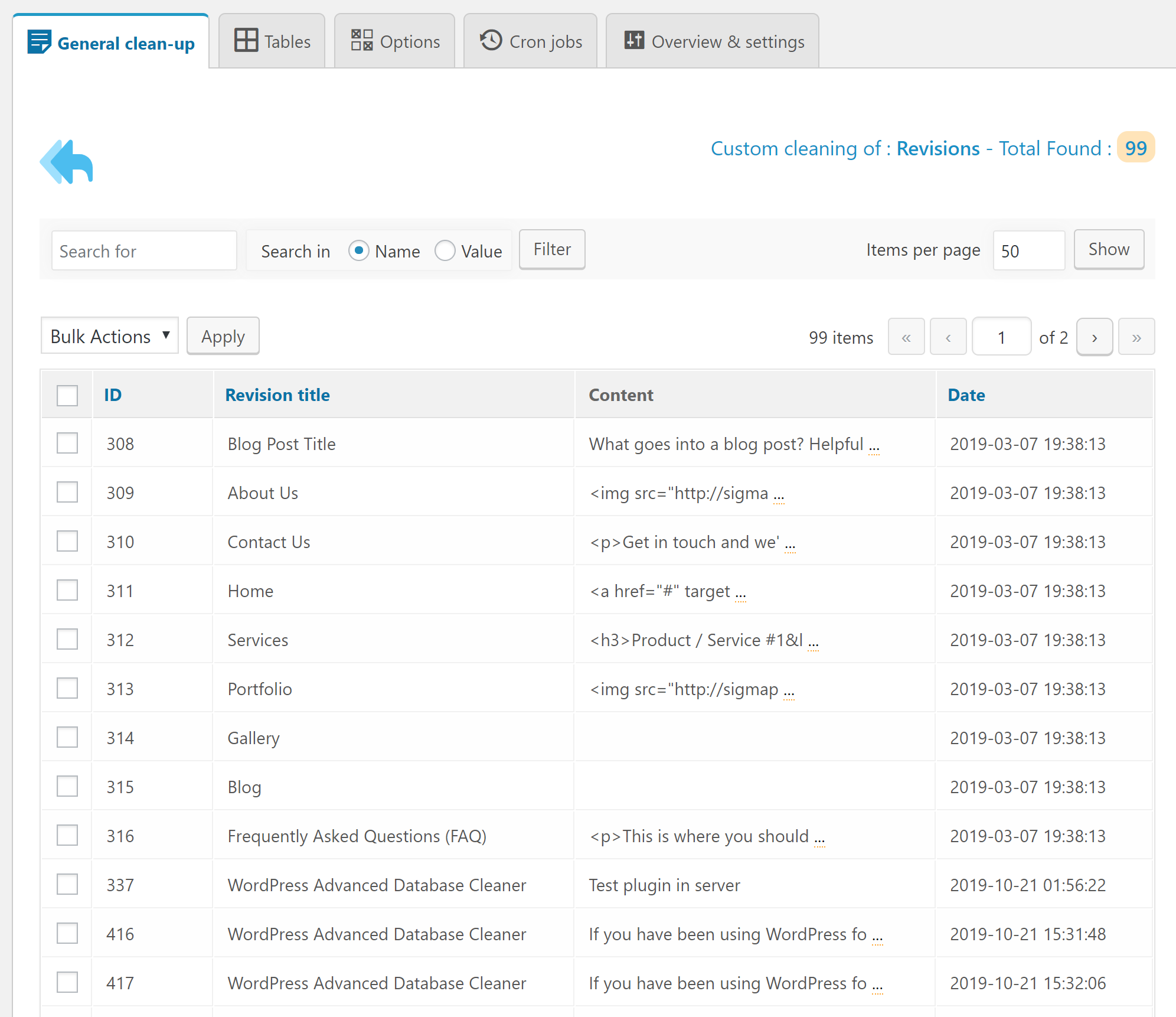 Advanced Database Cleaner