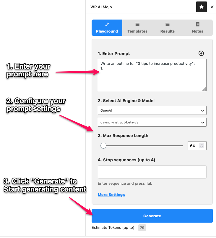 AI Mojo – ChatGPT / GPT-3 Playground for WordPress