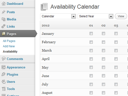 Availability Calendar