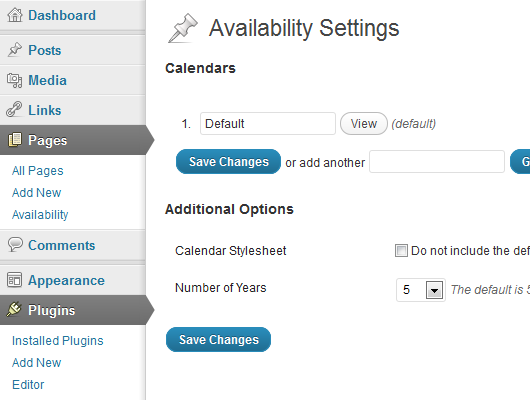 Availability Calendar