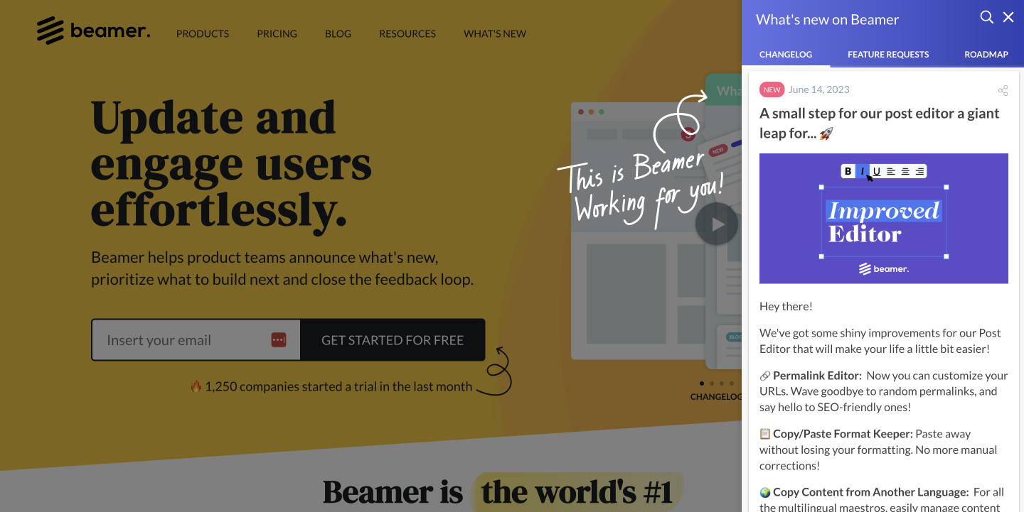Beamer – newsfeed and push notifications