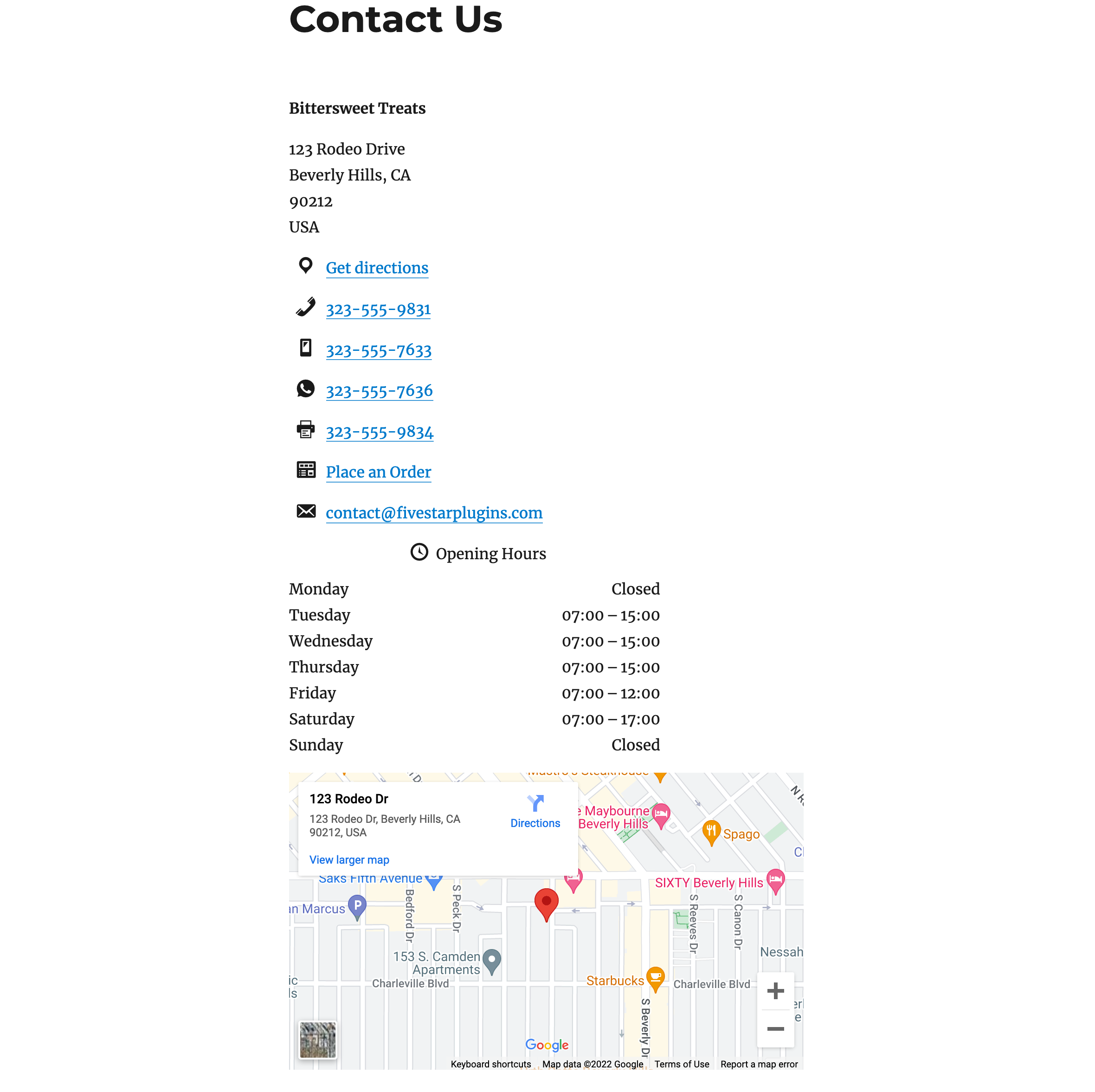 Five Star Business Profile and Schema