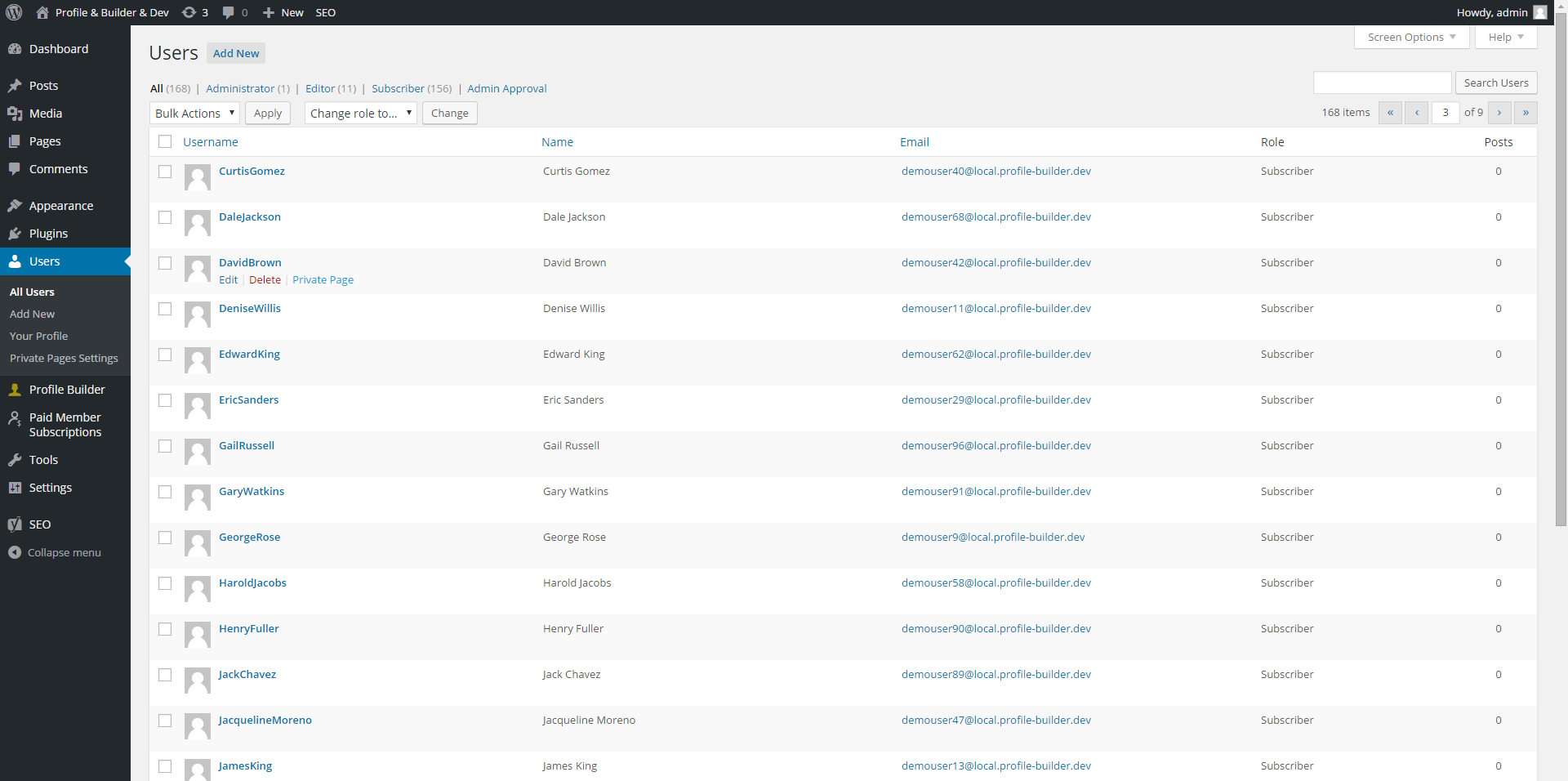 Client Portal – Private user pages and login