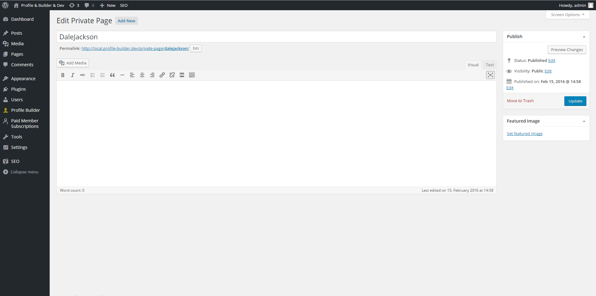 Client Portal – Private user pages and login