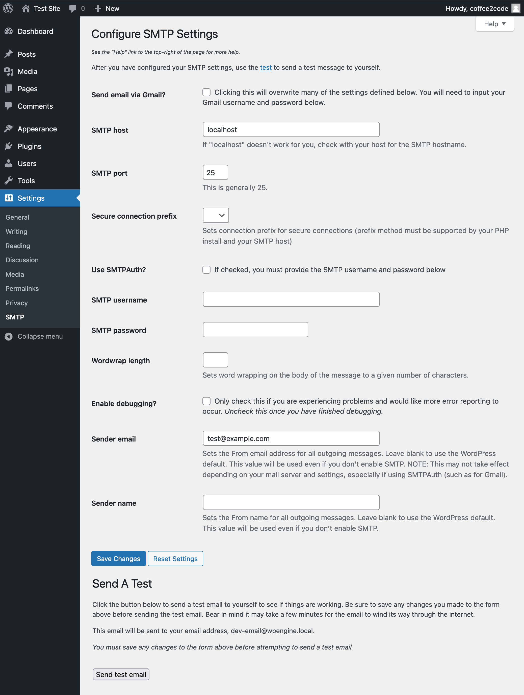 Configure SMTP