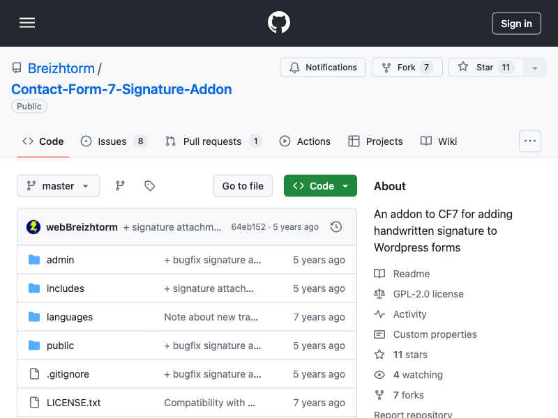 Contact Form 7 Signature Addon