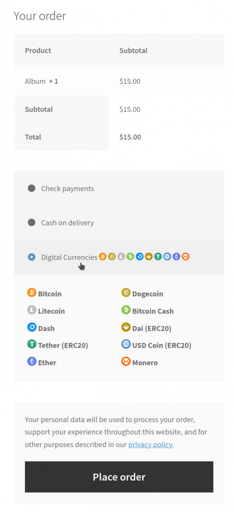 Cryptocurrency Payment Gateway