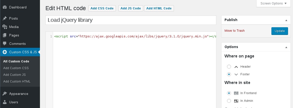 Simple Custom CSS and JS