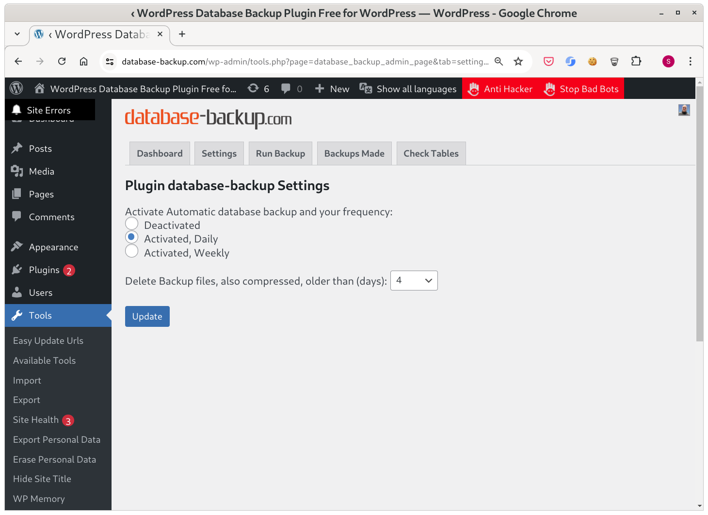 Database Backup and check Tables Automated With Scheduler 2024