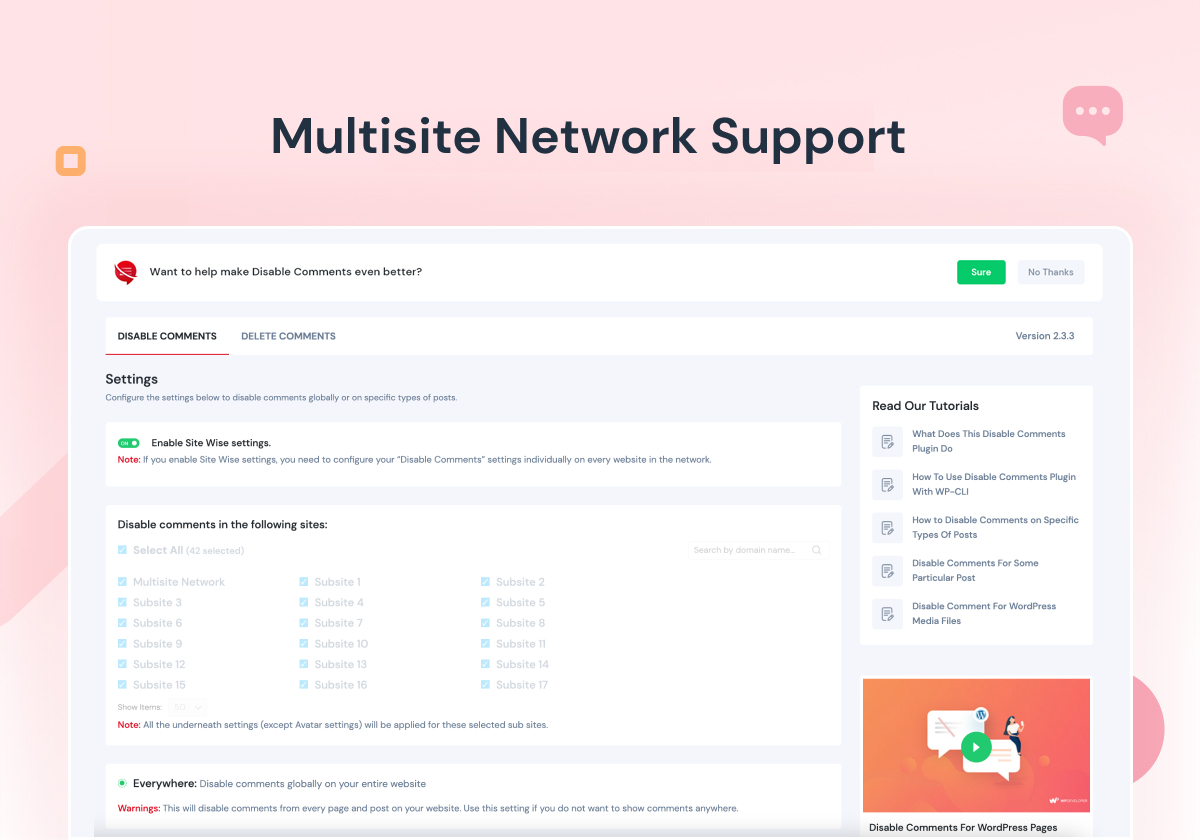 Disable Comments &#8211; Remove Comments &amp; Stop Spam [Multi-Site Support]