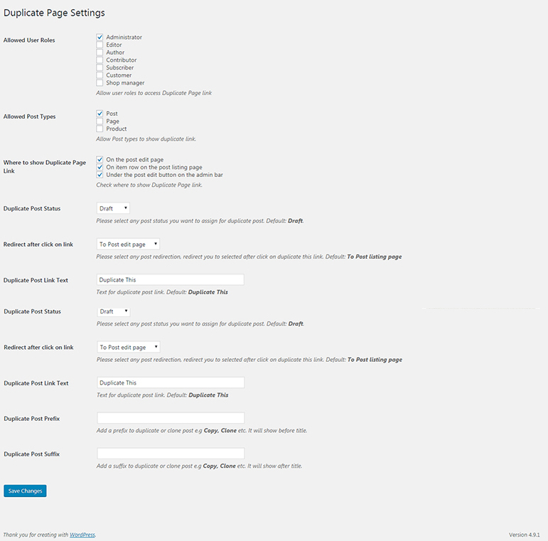 Duplicate Page
