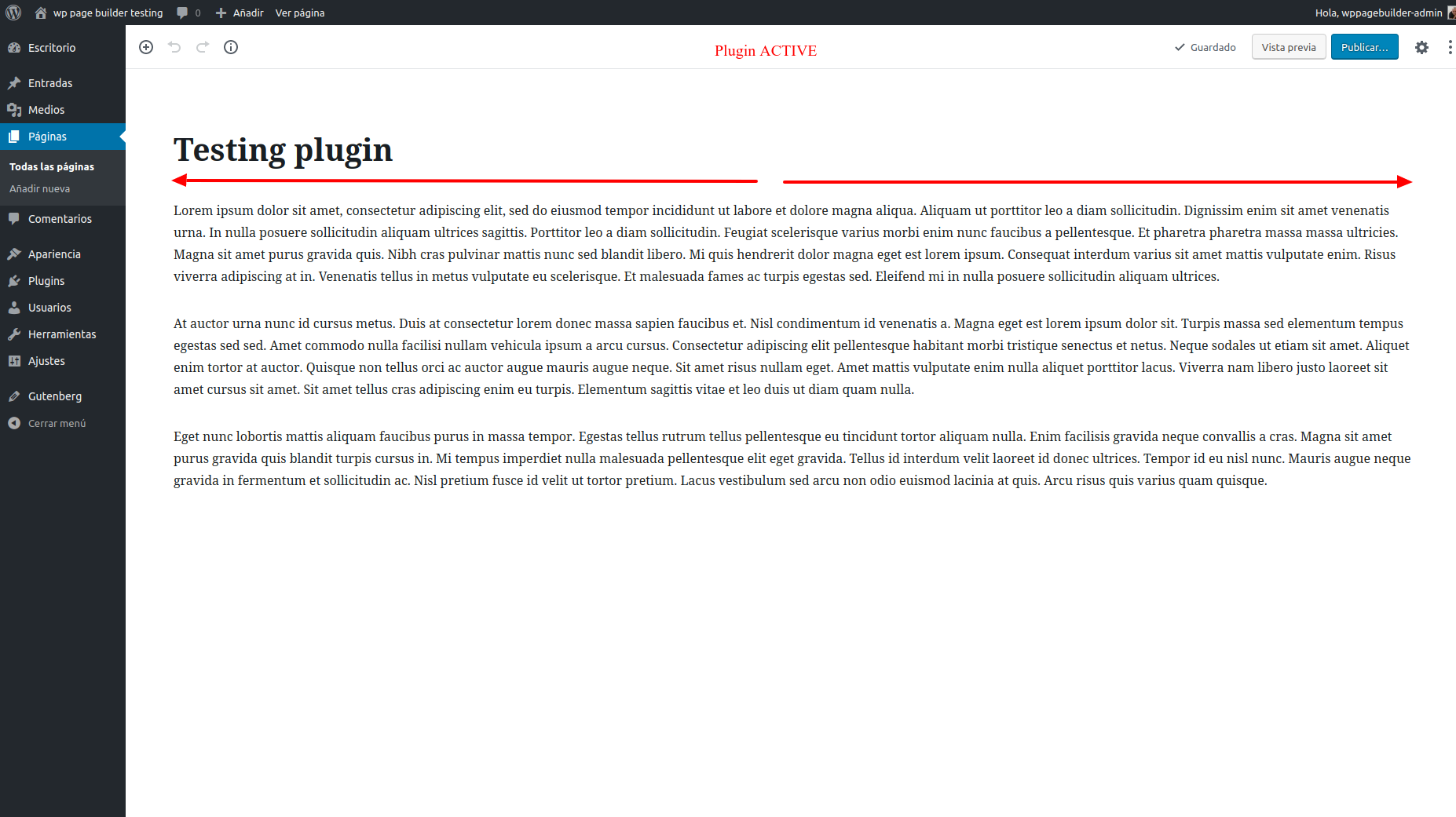 Editor Full Width Gutenberg