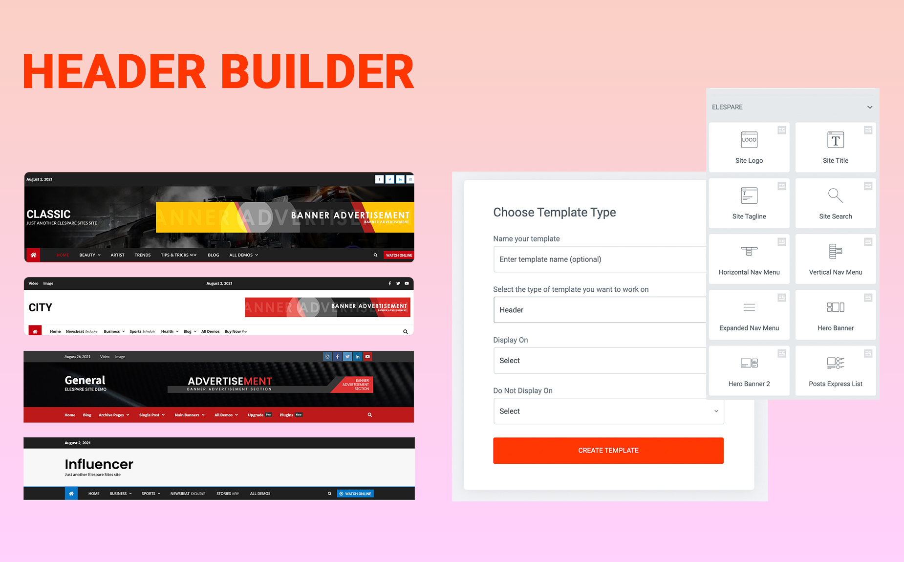 Elespare &#8211; News, Magazine and Blog Elements &amp; Blog Addons for Elementor with Header Footer Builder. One Click Import: No Coding Required!