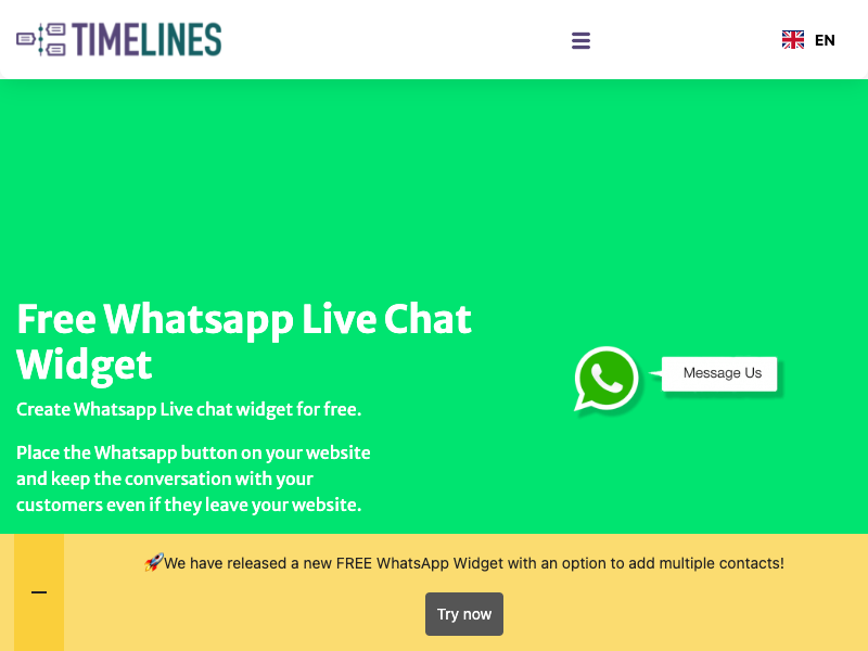 Pricing page for Free Click To Chat Button by TimelinesAI