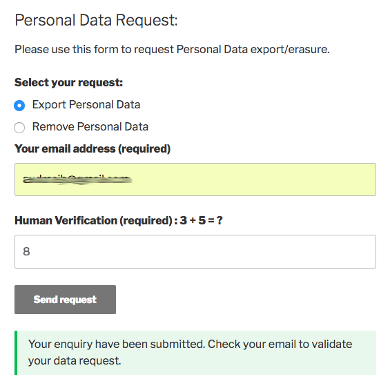 GDPR Data Request Form