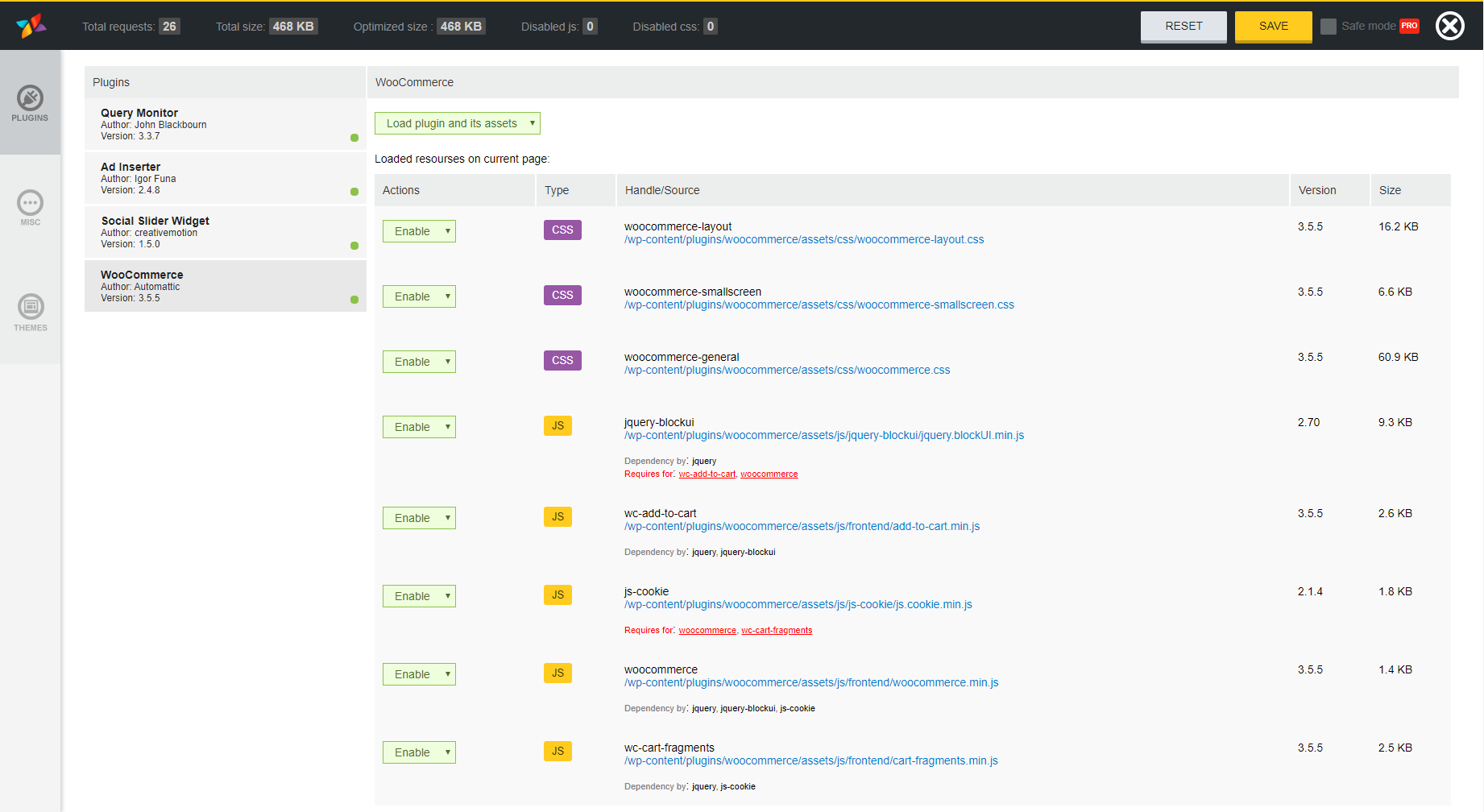 WordPress Assets manager, dequeue scripts, dequeue styles