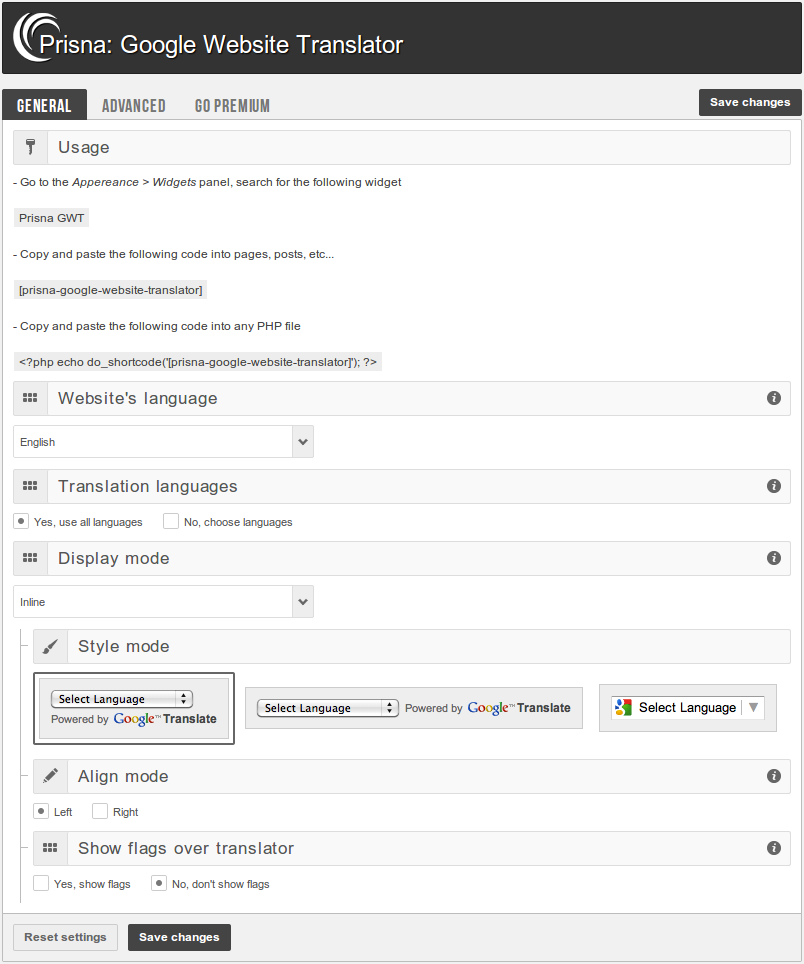 Prisna GWT – Google Website Translator