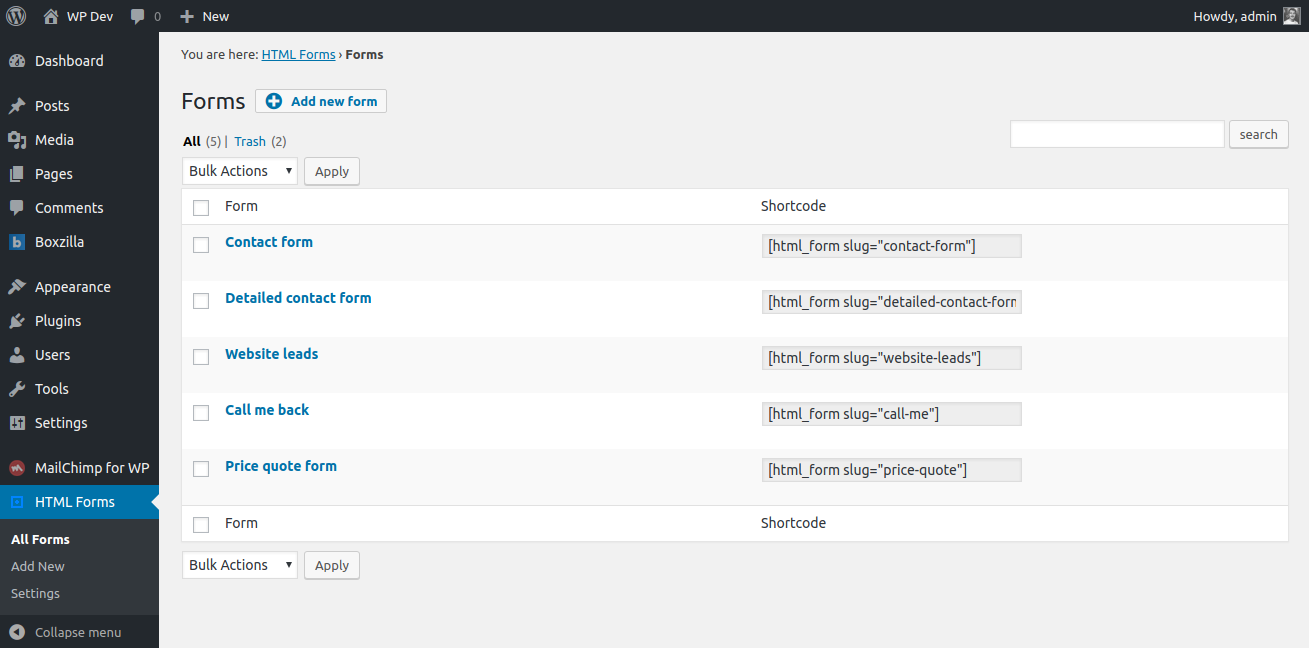 HTML Forms – Simple WordPress Forms Plugin