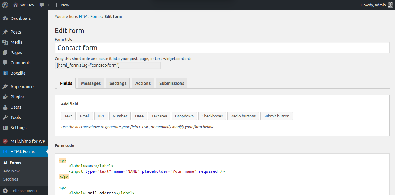 HTML Forms – Simple WordPress Forms Plugin