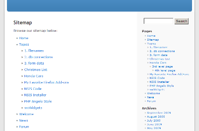 HTML Page Sitemap