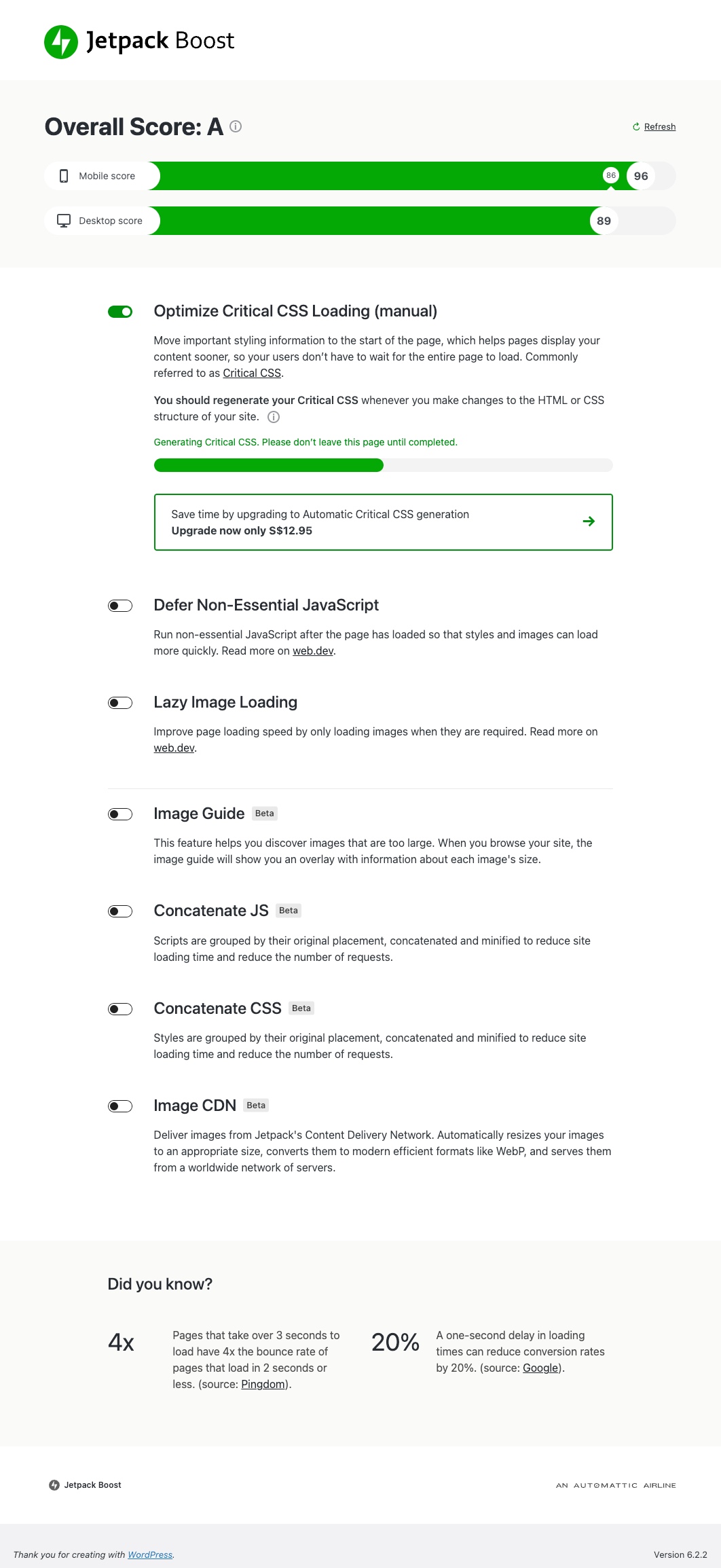 Jetpack Boost – Website Speed, Performance and Critical CSS