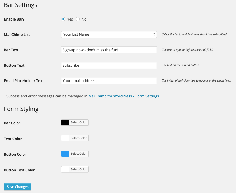 MC4WP: Mailchimp Top Bar