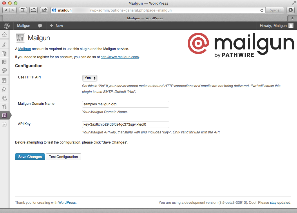 Mailgun for WordPress