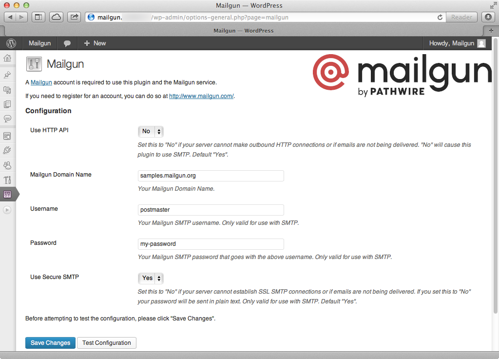 Mailgun for WordPress