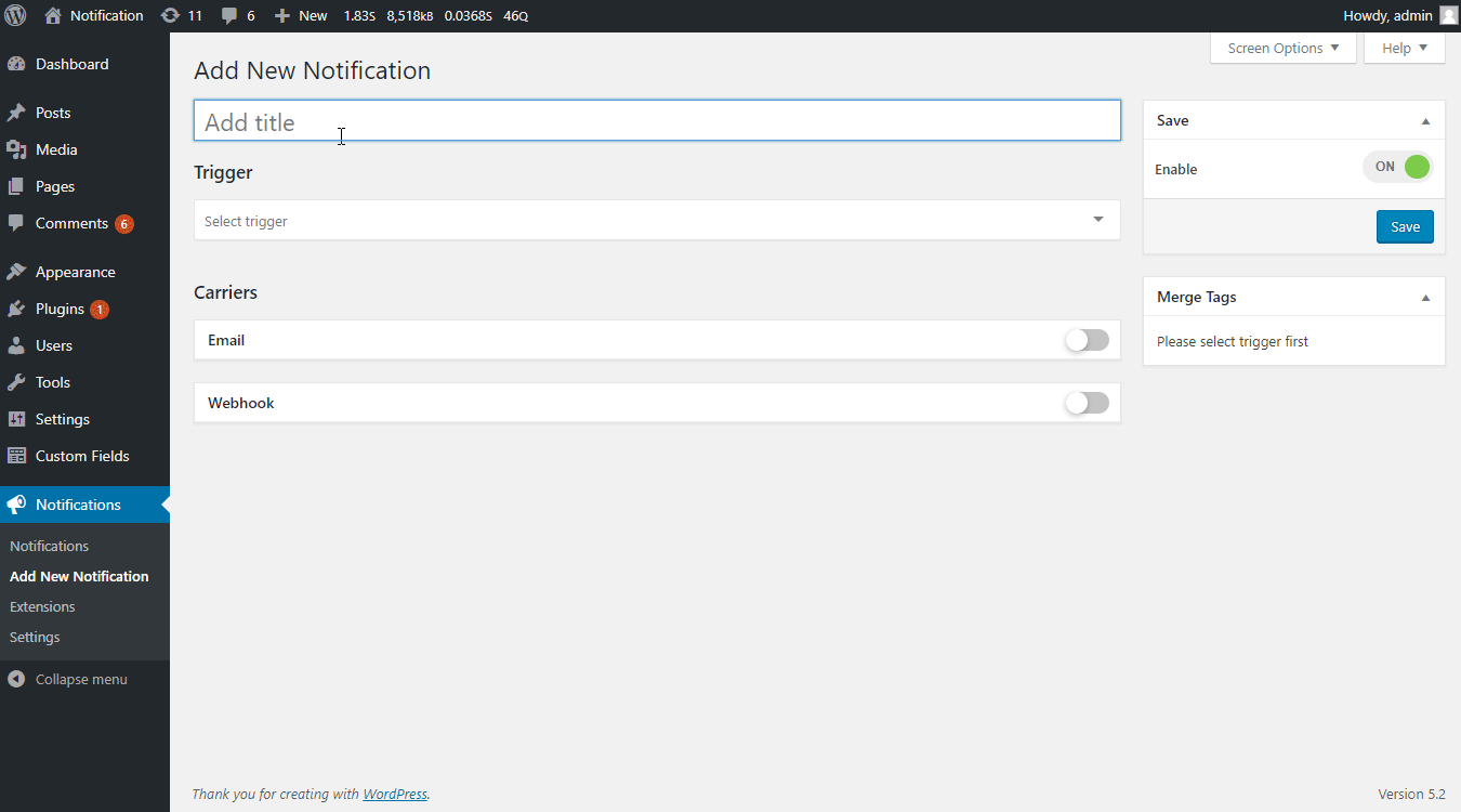 Notification – Custom Notifications and Alerts for WordPress