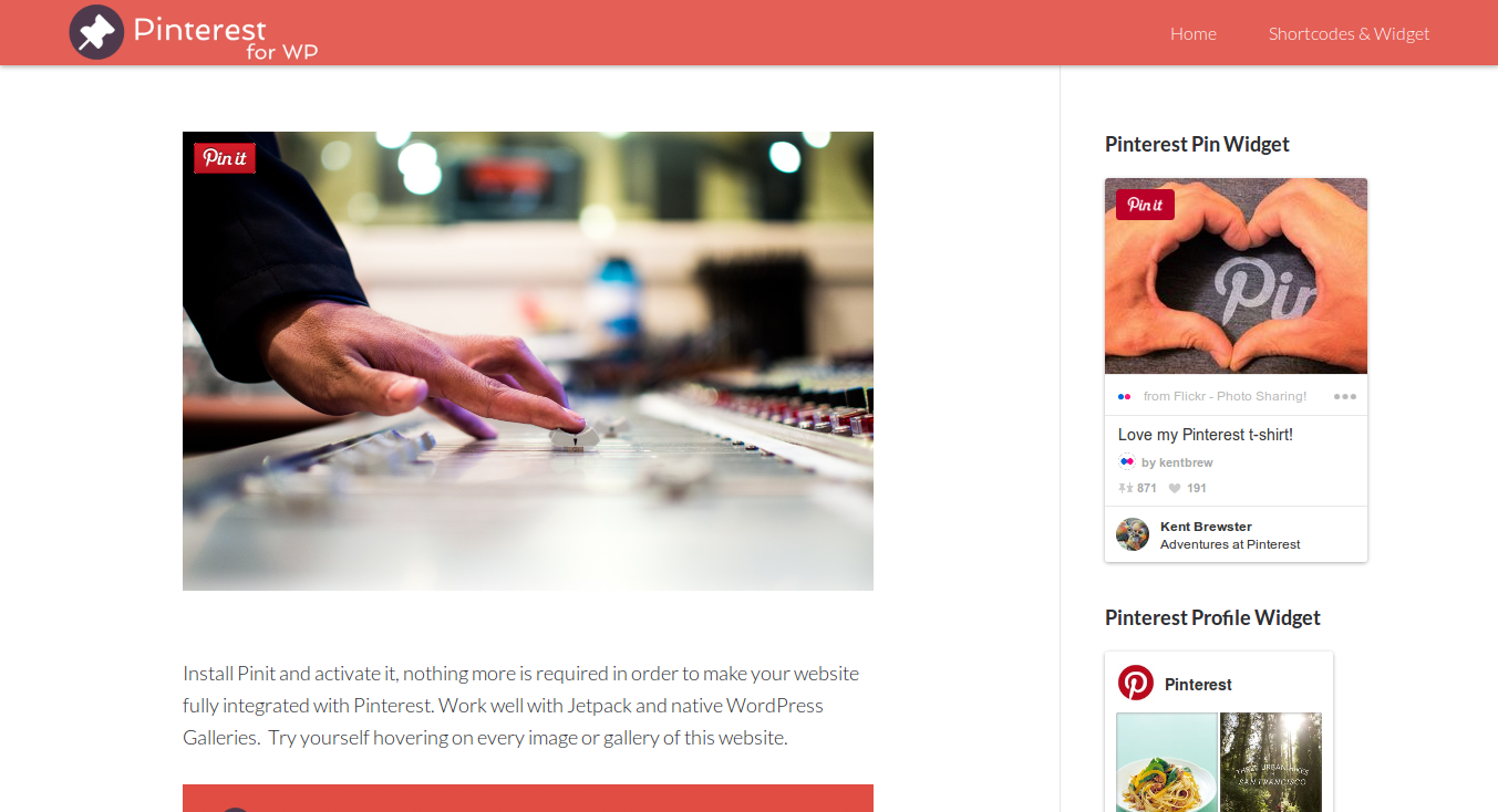Pinit: Pinterest for WordPress