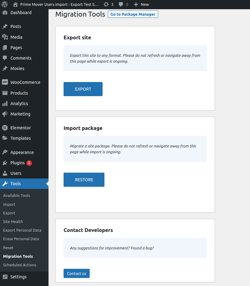 Migrate WordPress Website & Backups – Prime Mover