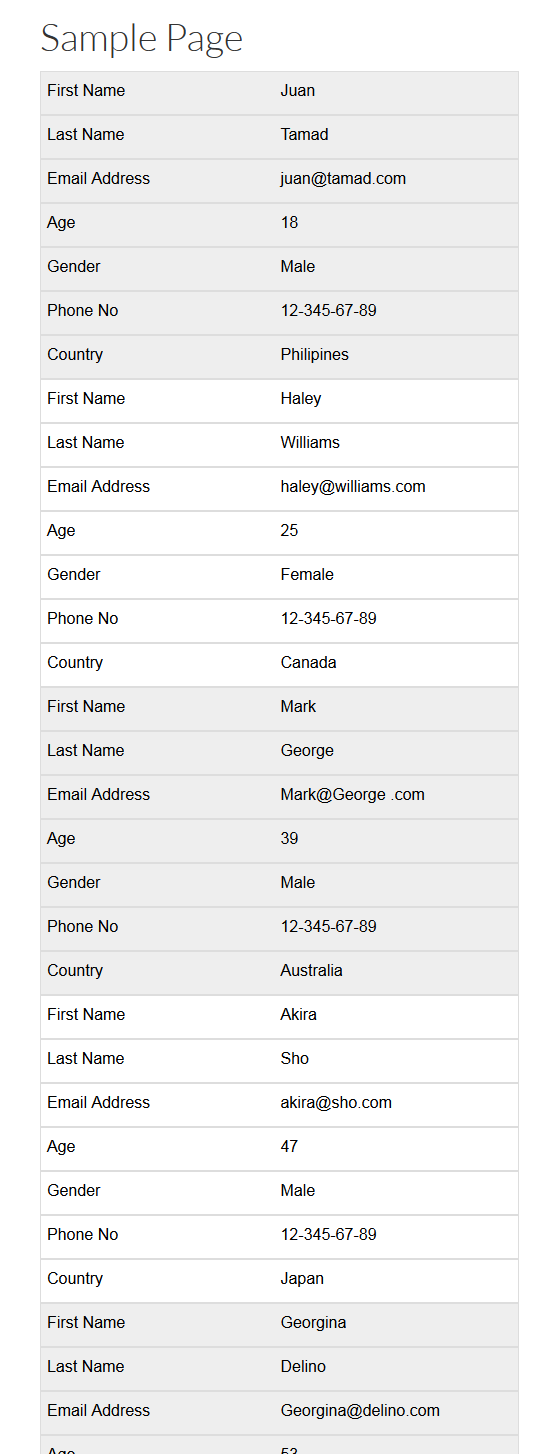 Responsive Table