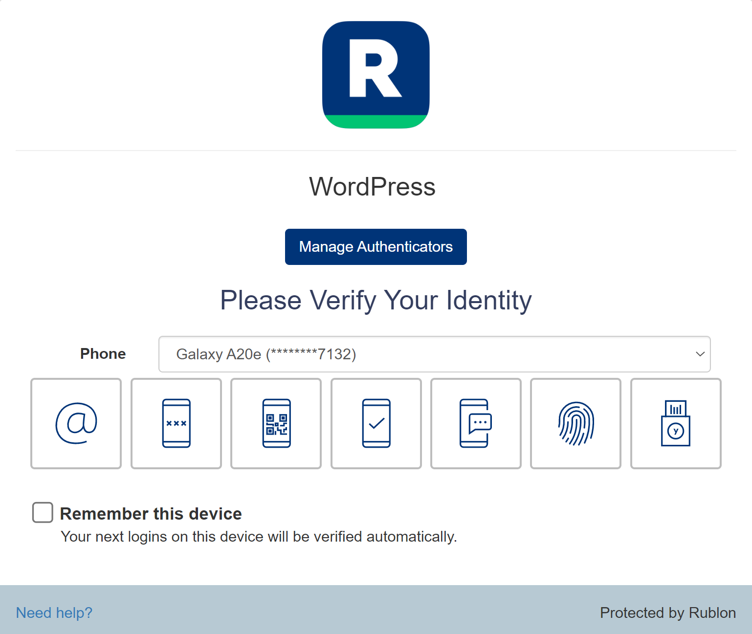 Rublon Multi-Factor Authentication (MFA)