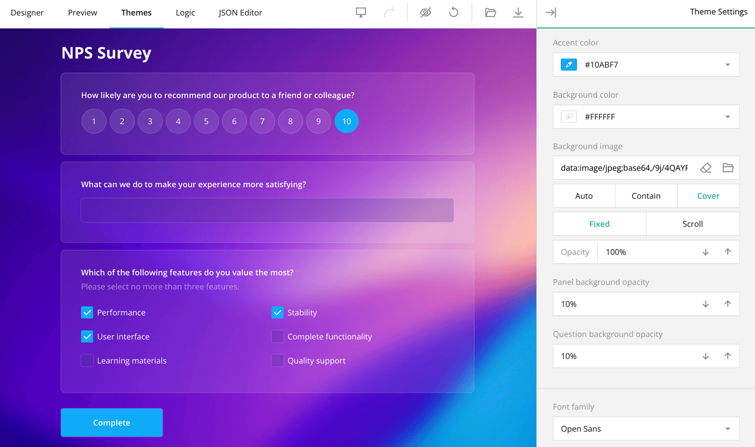 SurveyJS: Drag & Drop WordPress Form Builder to create, style and embed multiple forms of any complexity