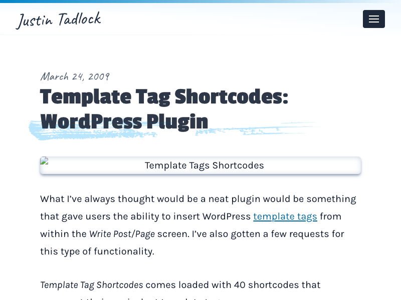 Template Tag Shortcodes