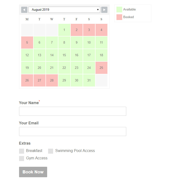 WP Booking System – Booking Calendar
