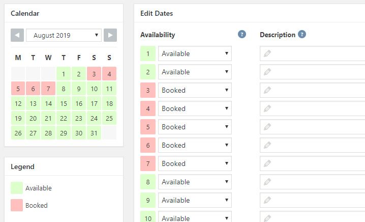 WP Booking System – Booking Calendar
