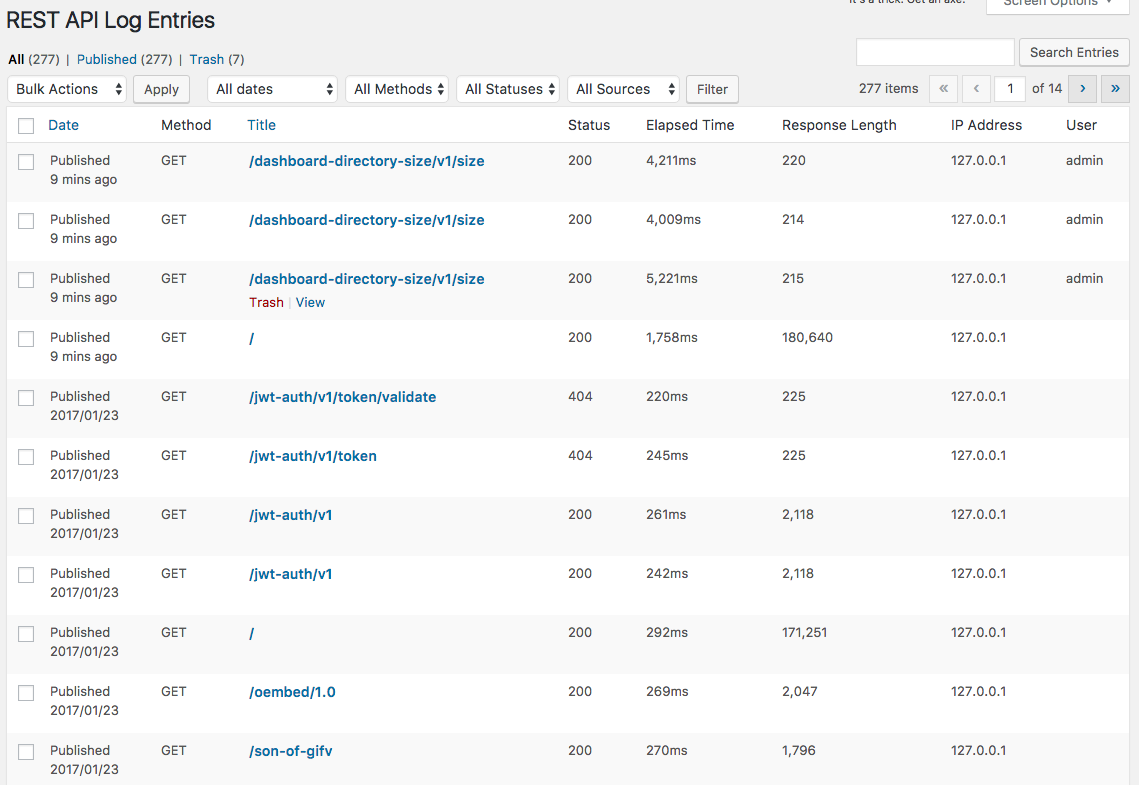 REST API Log