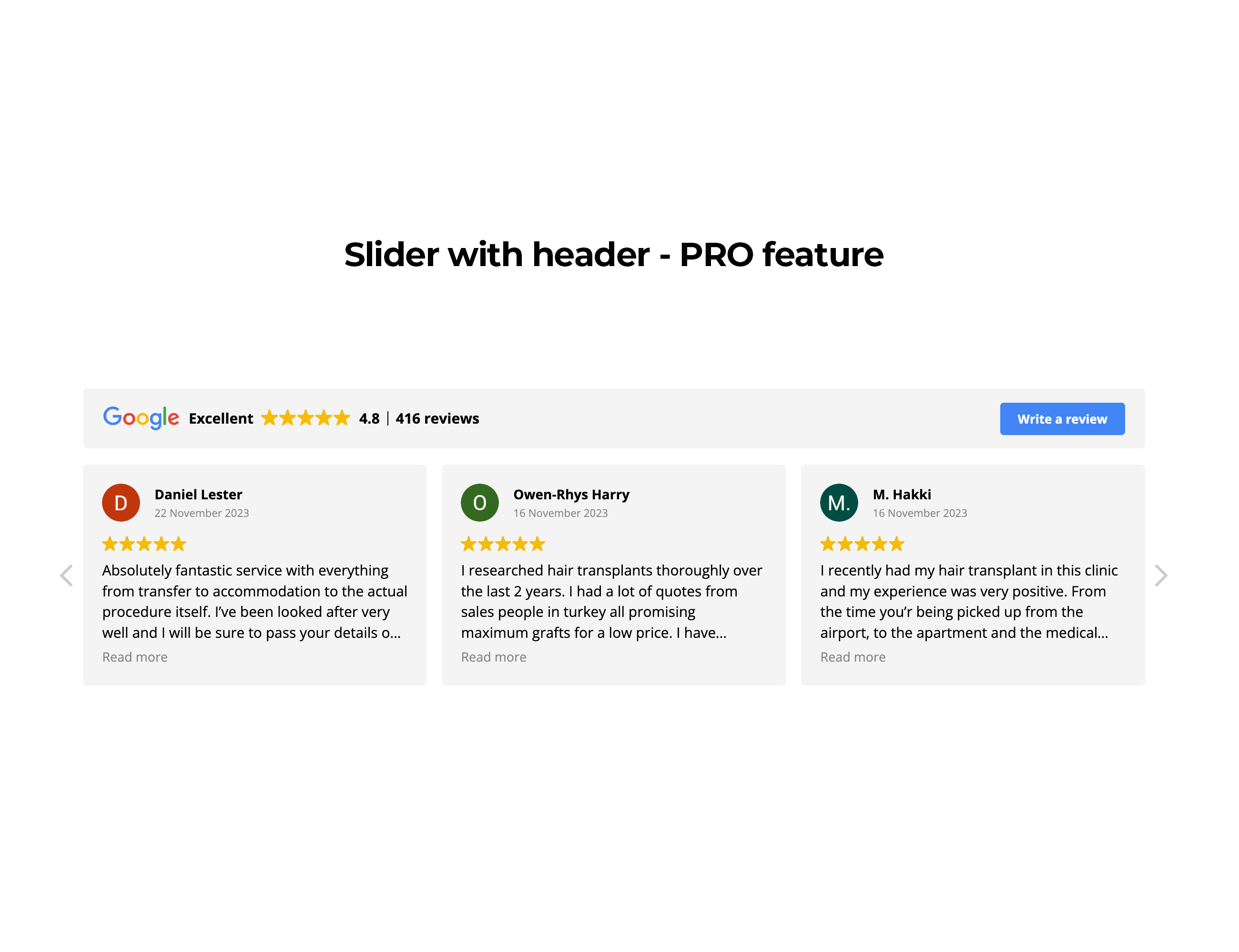 Widgets for Google Reviews