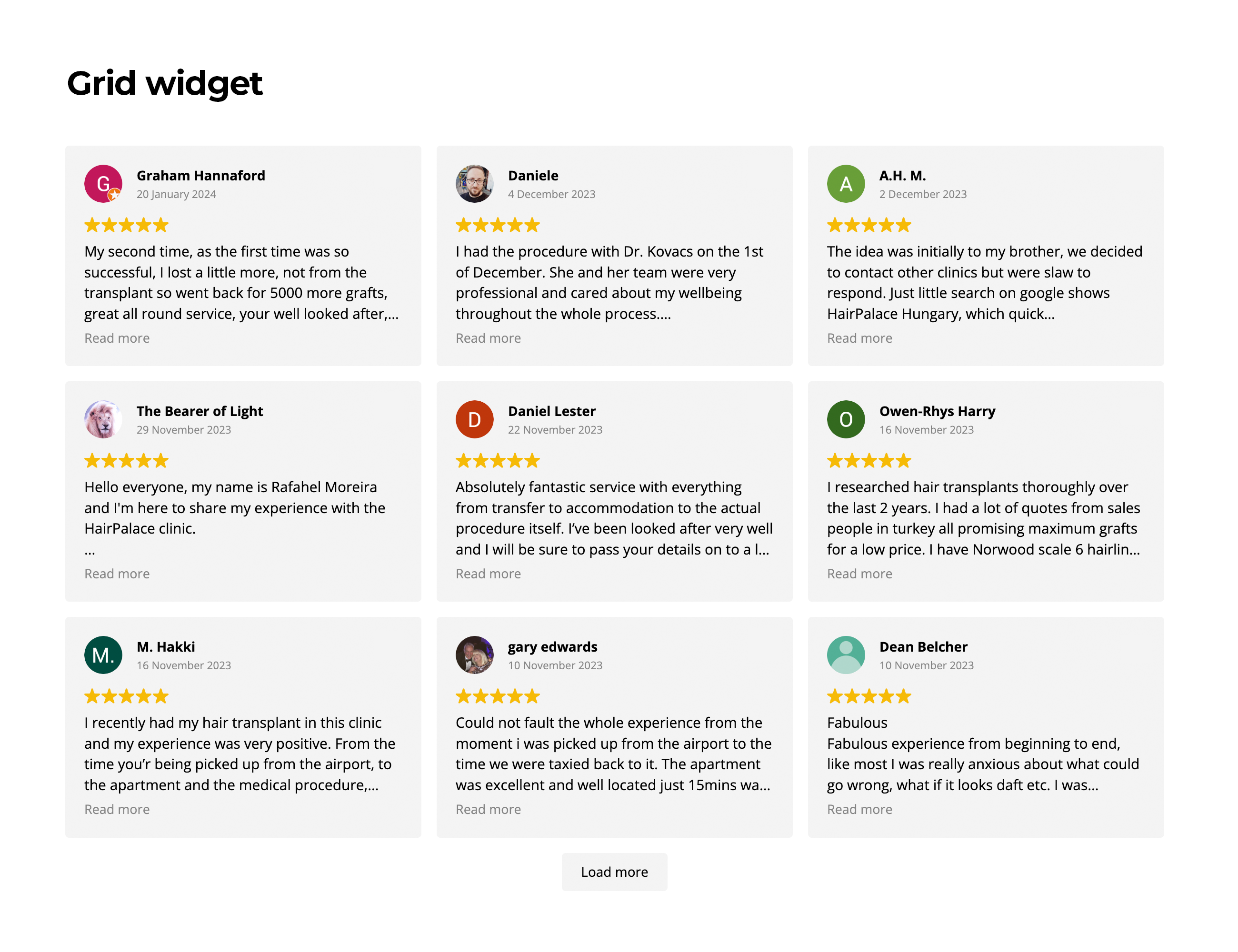 Widgets for Google Reviews