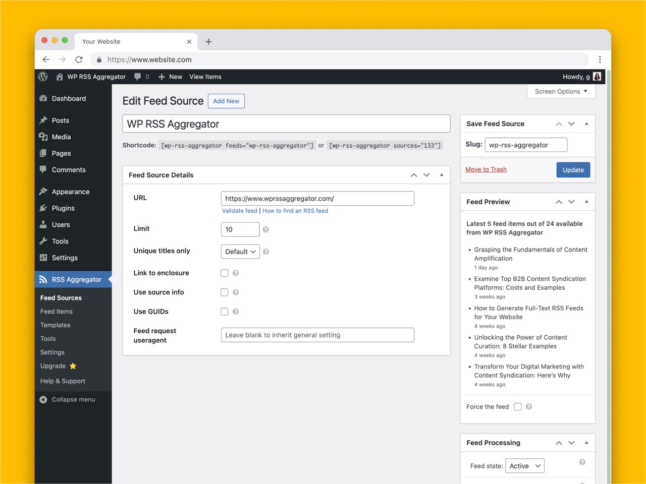 RSS Aggregator – RSS Import, News Feeds, Feed to Post, and Autoblogging